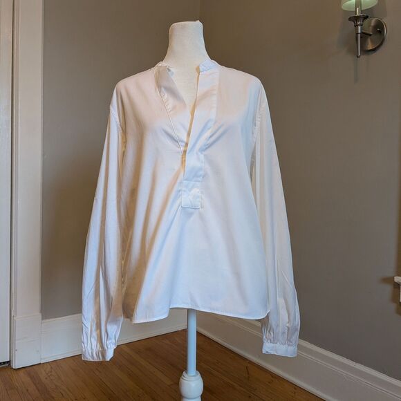 Polo by Ralph Lauren White Dress Shirt Blouson Sleeve Office Quiet Luxury 10 - Picture 2 of 9